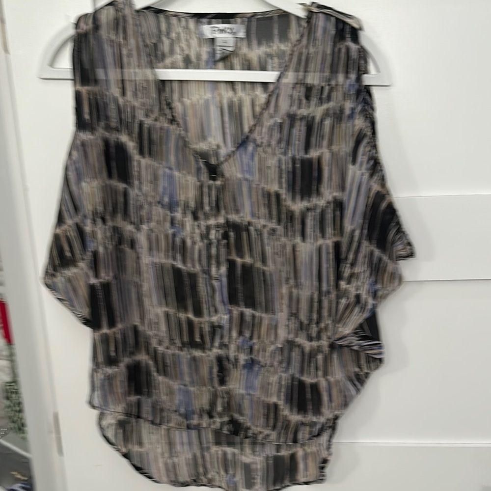 Pinky Black, Gray and Blue Striped Blouse